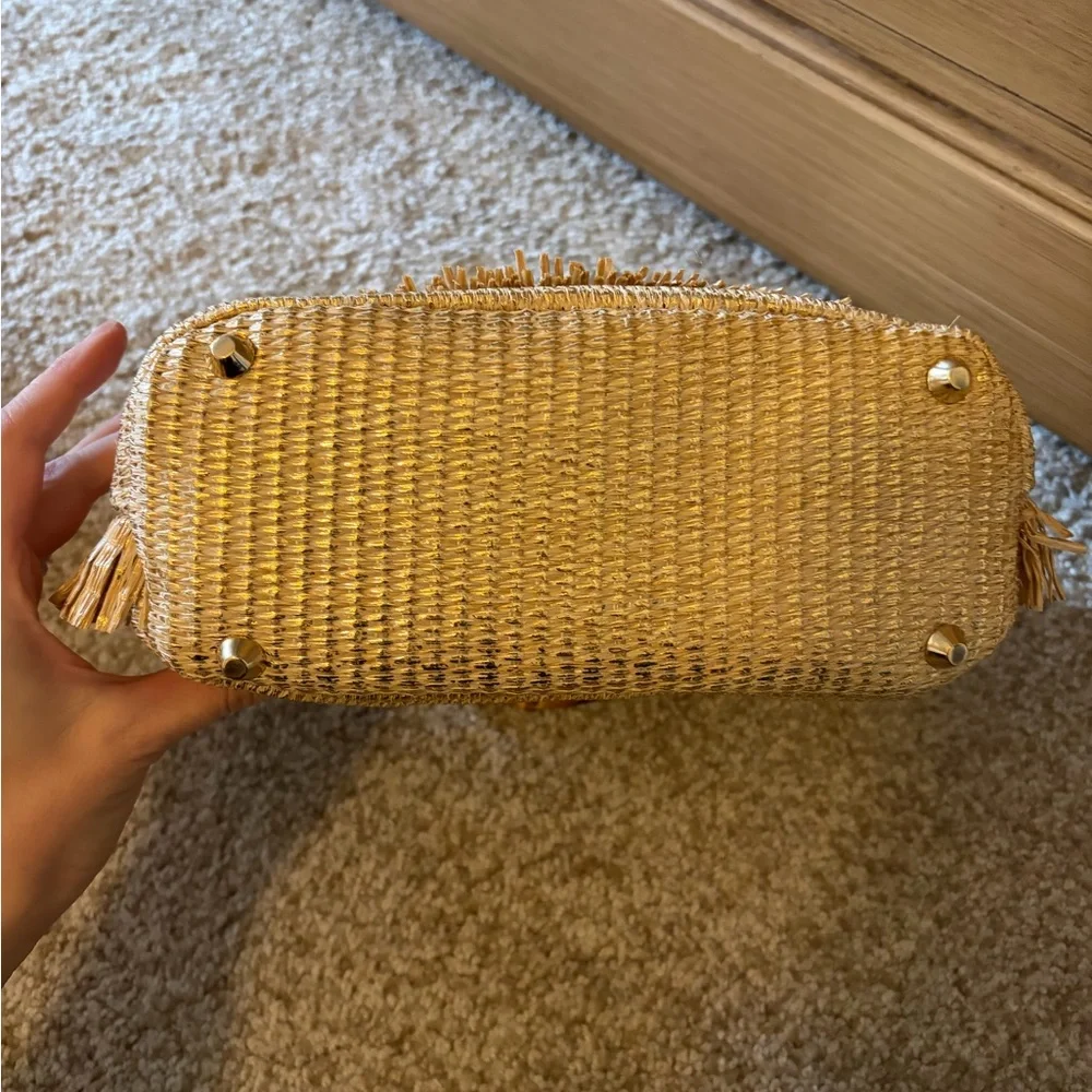 NWT Tommy Bahama Metallic Raffia Bamboo Top Handle Shoulder Bag Cult Gaia Ozzy - Picture 6 of 7